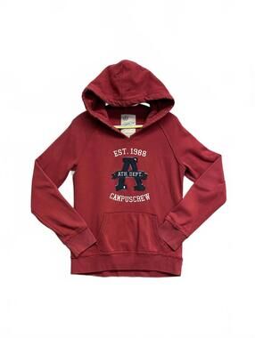 Campus Crew Varsity Vault Red Hoodie Distressed Seams Ath Dept Size M